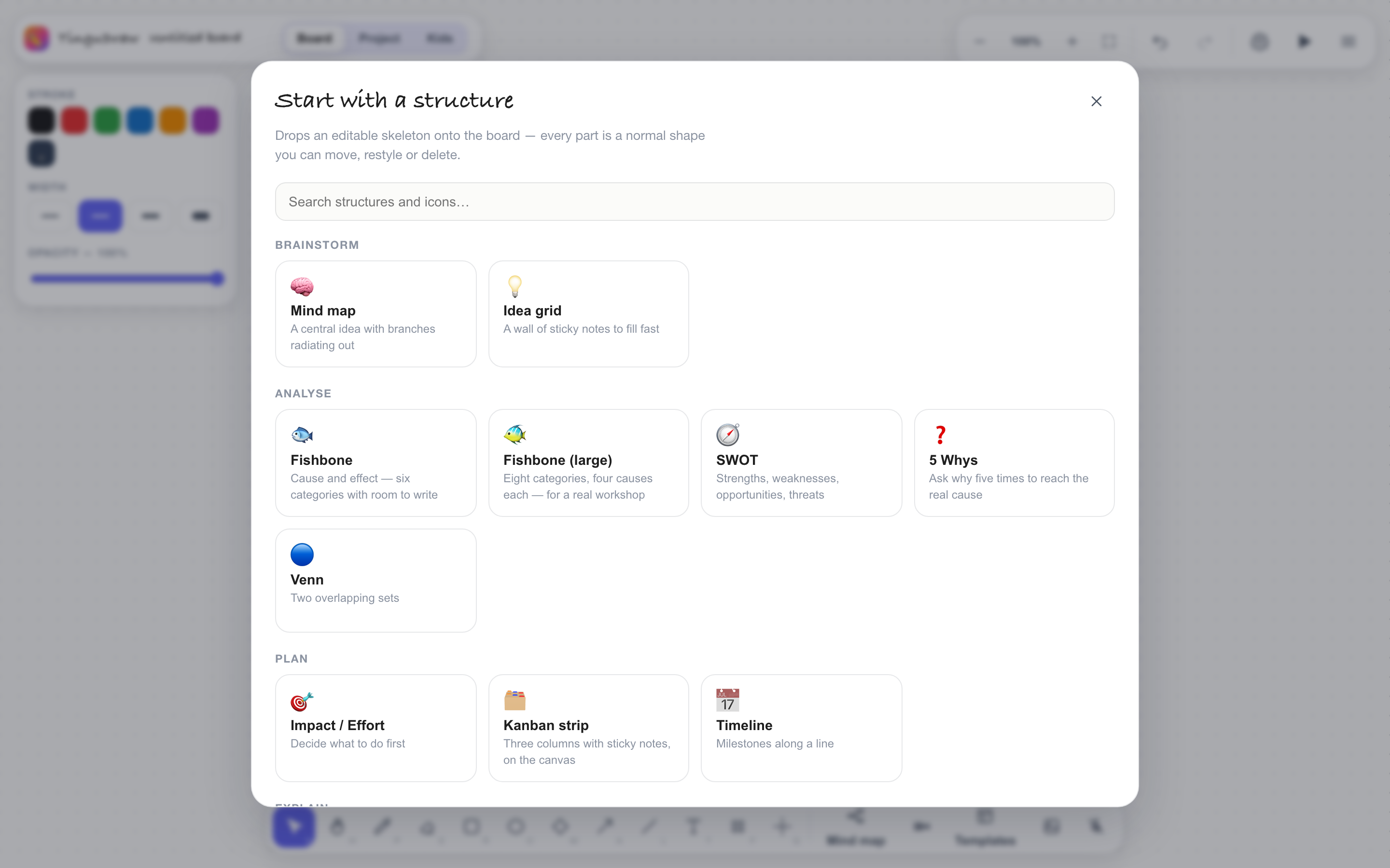 The template picker